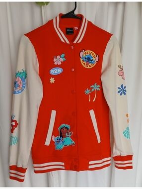 Disney Stitch Red and White V-Neck Collar Sweater Girl Or Boy Size SMALL